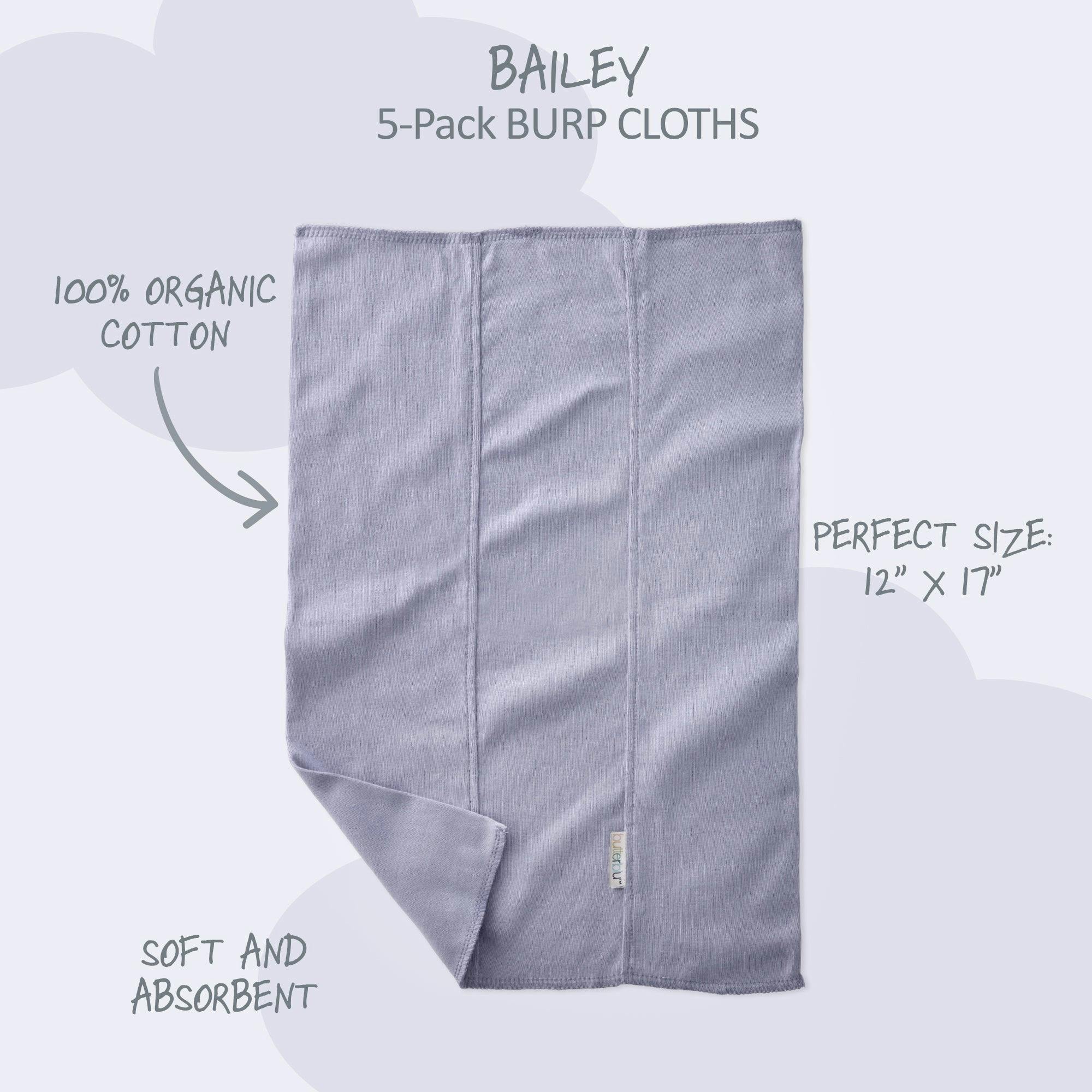 BAILEY 5-Pack BAILEY Burp Cloths