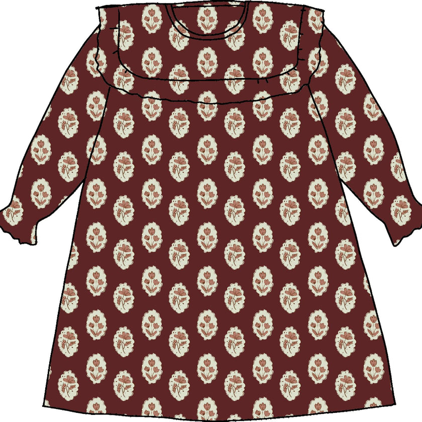 Britta Dress in Intaglio Maroon