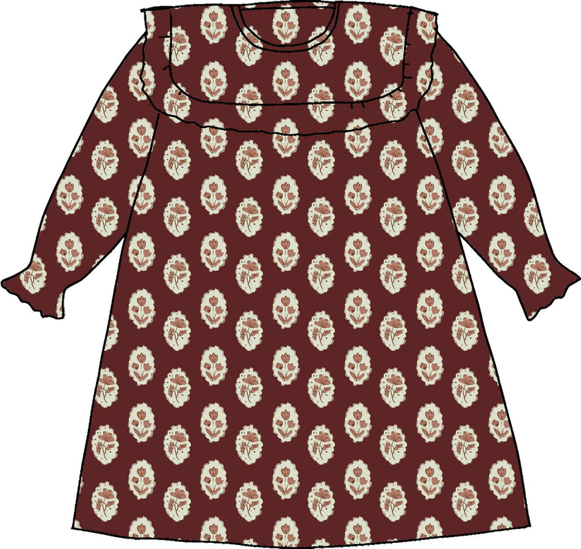 Britta Dress in Intaglio Maroon