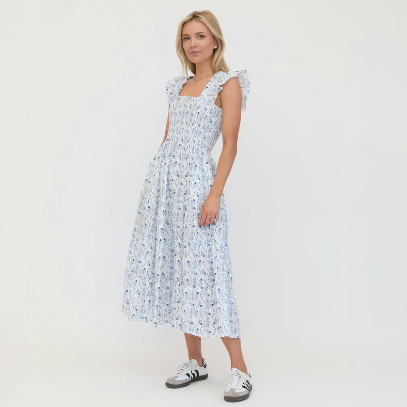 The Ellie Nap Dress - Blue Vine Stripe