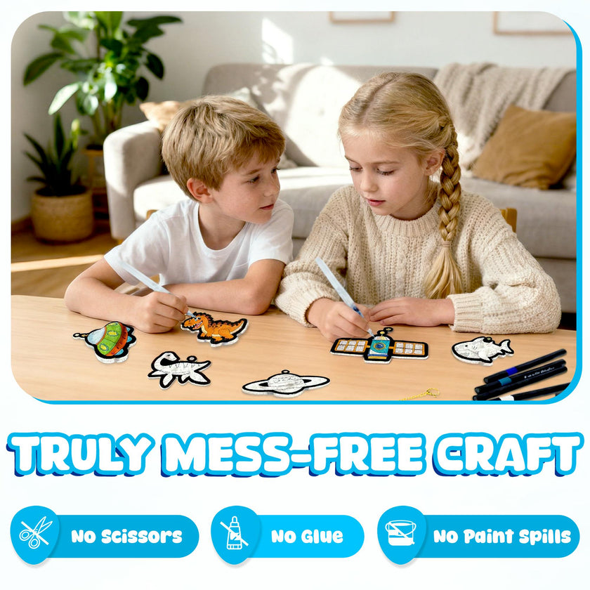 Aqua Fluffs Mess-Free 3D Puffs Art Kit for Kids Double-Sided Craft Set Kit