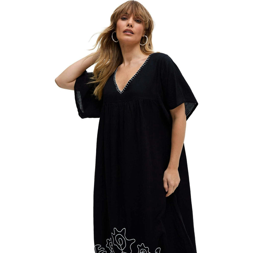 Candy Tabard Embroidered Hem Midi Dress