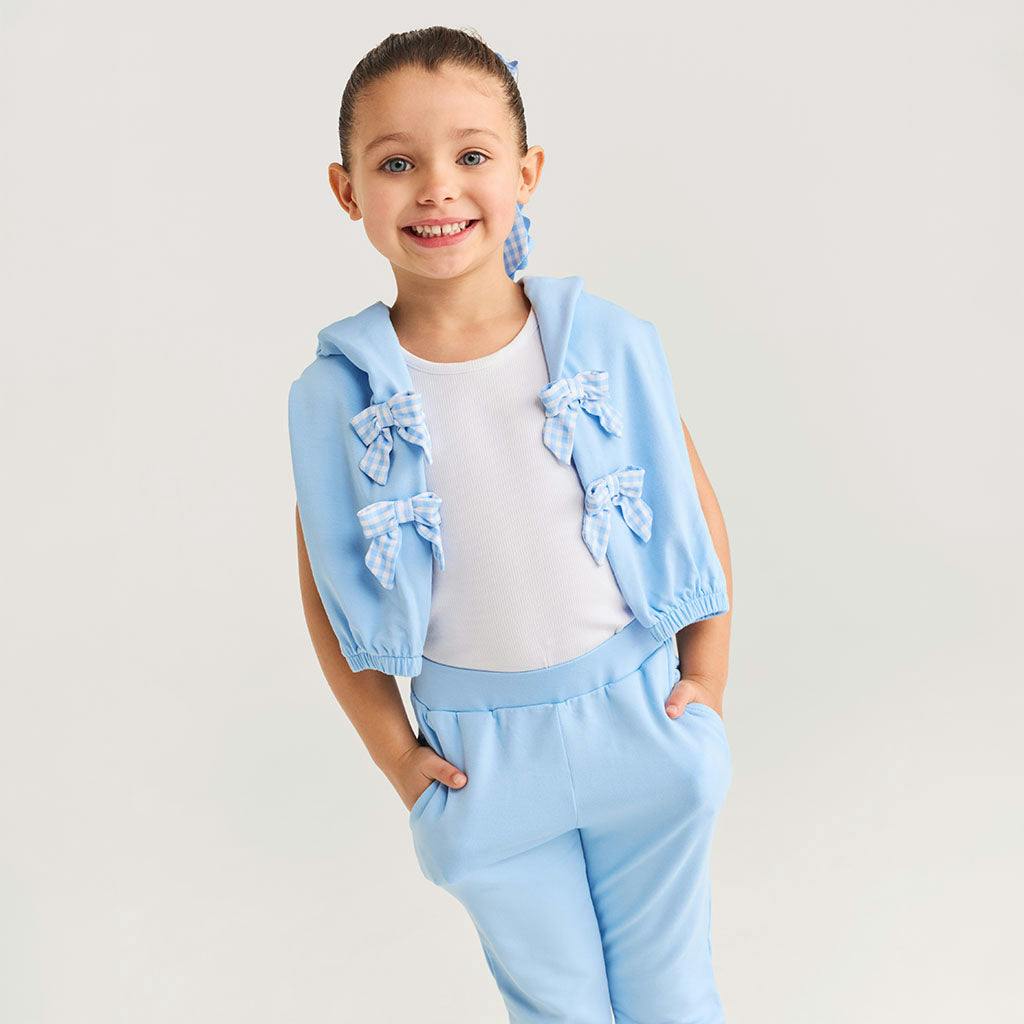 Edda Blue French Terry Bow Sweatshirt Jogger Set