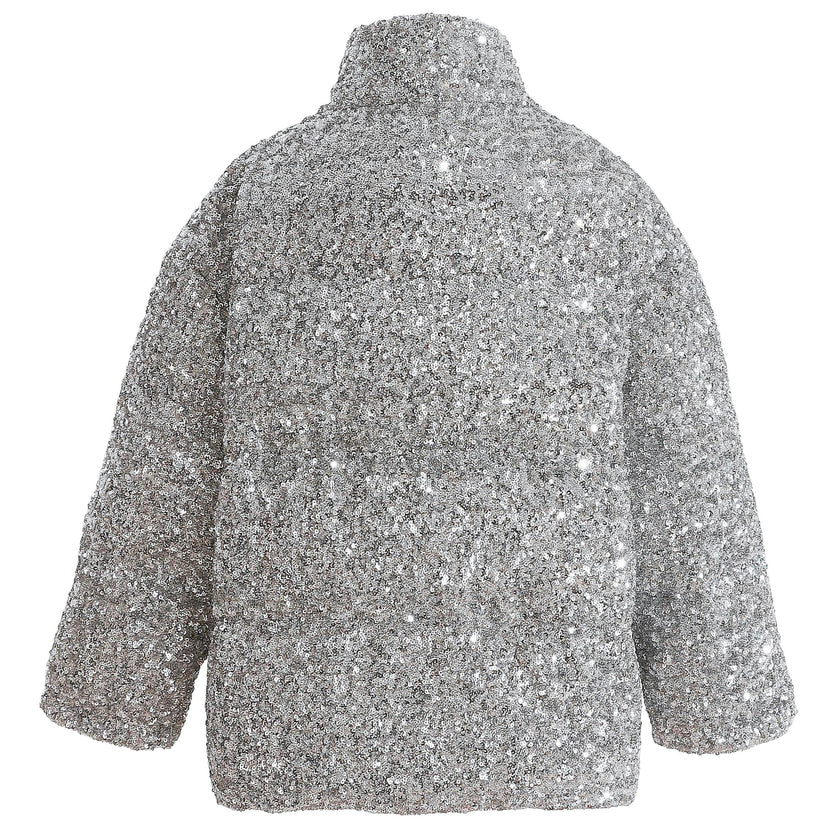 Gray Glitter Puffer Jacket