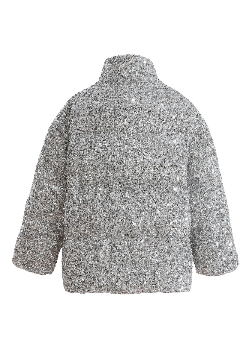 Gray Glitter Puffer Jacket
