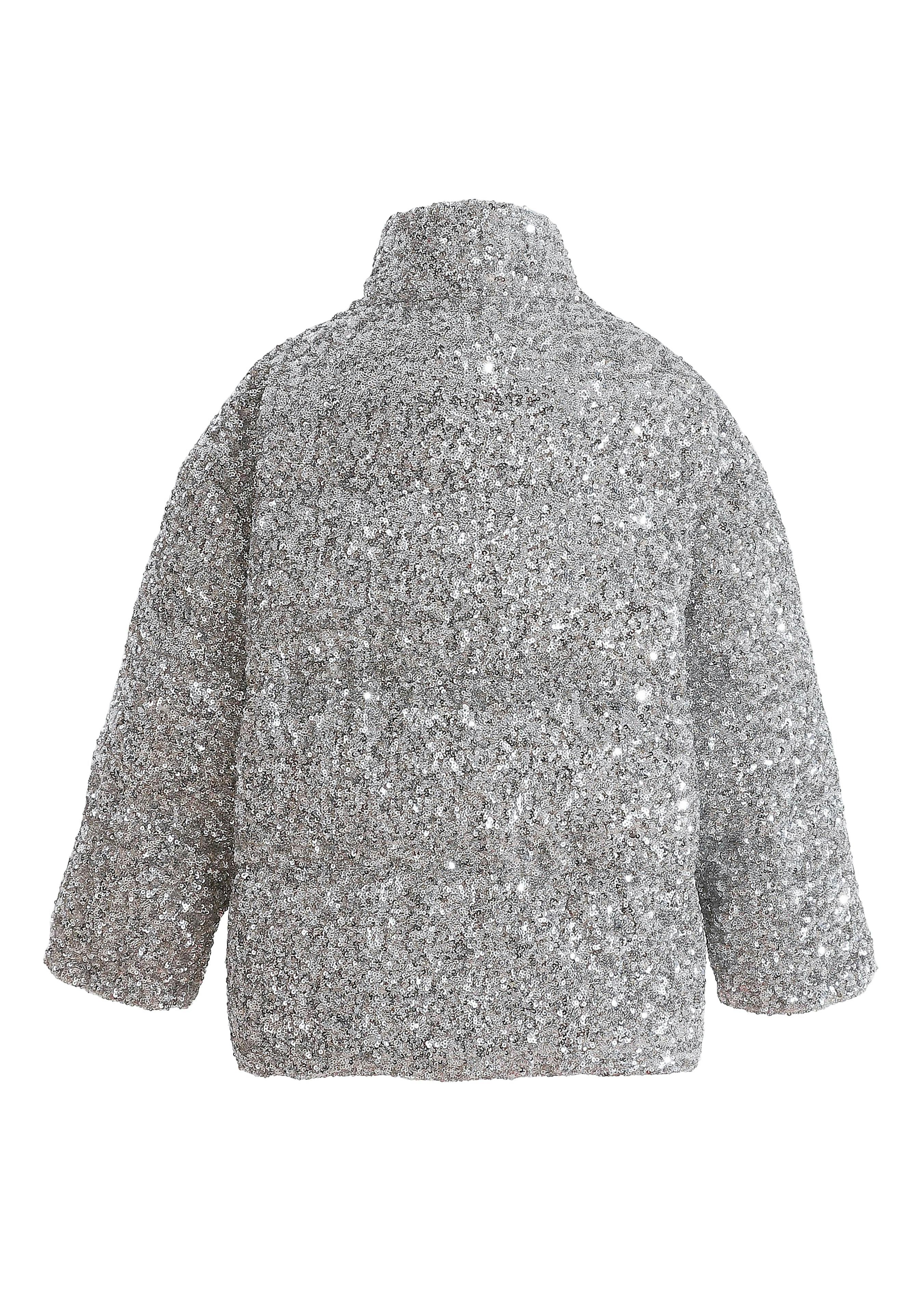 Gray Glitter Puffer Jacket