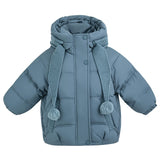 Blue Pom-Pom Puffer Jacket