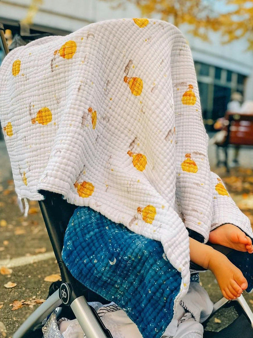 Organic Muslin Four-Layer Reversible Snug Blanket