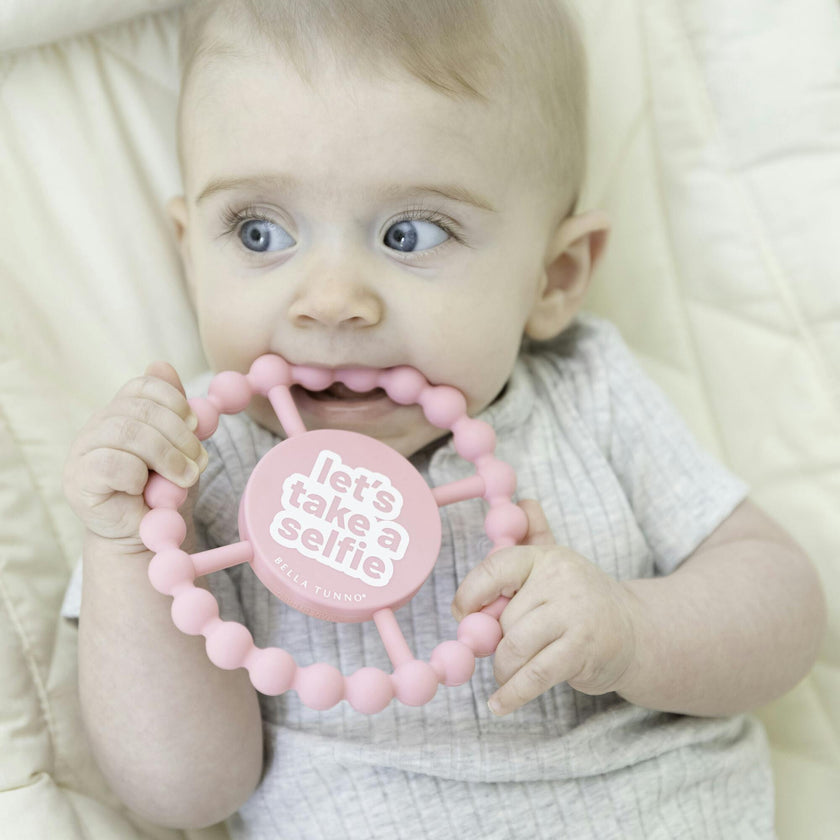 Lets Take a Selfie Beaded Round Grip Silicon Teether