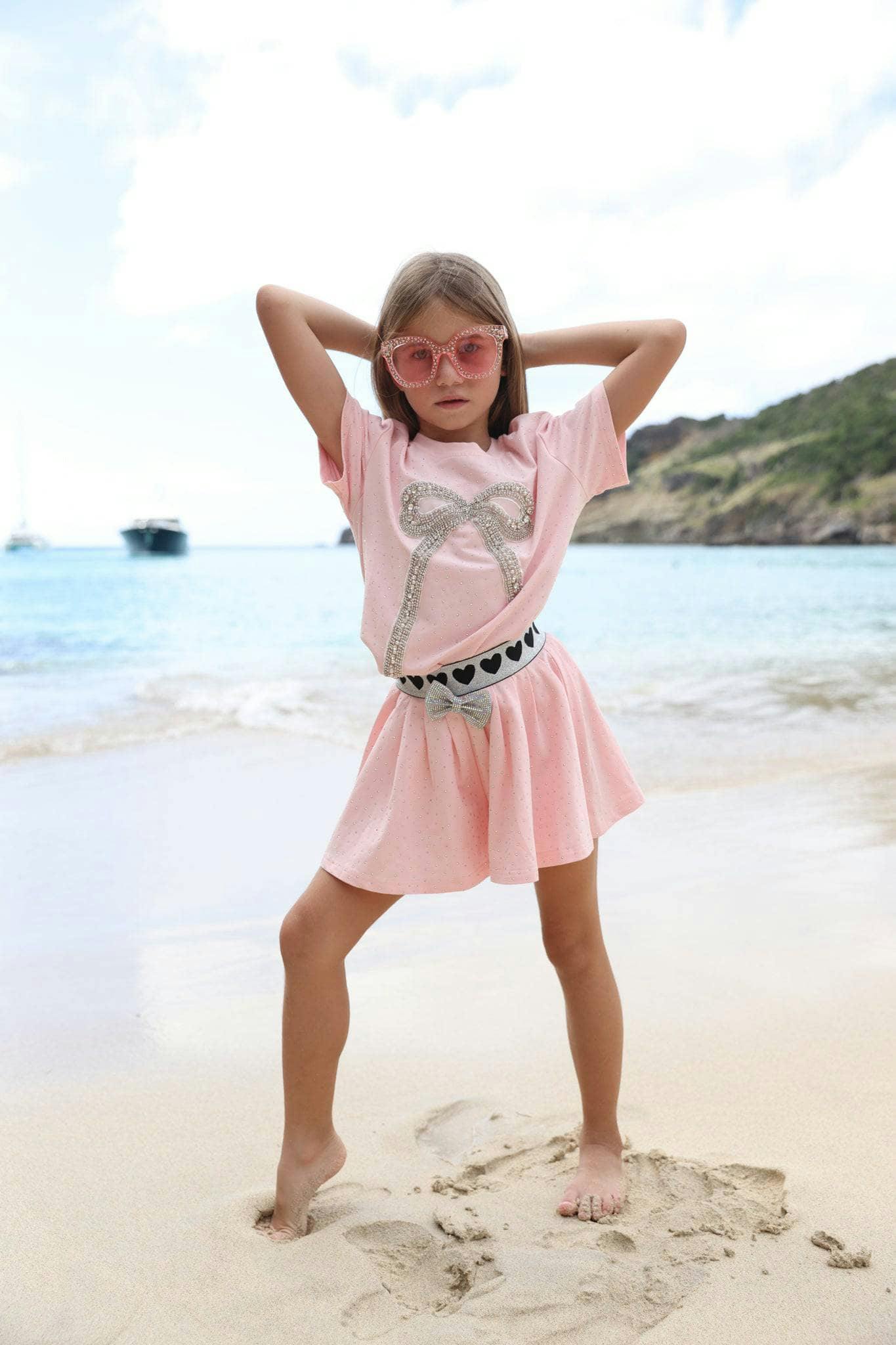Pink Crystal Bow Short Set