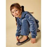 Velour Ruffle Tunic Top, Blue