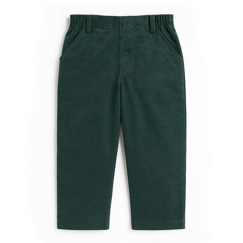 Green Corduroy Fake Fly Pants