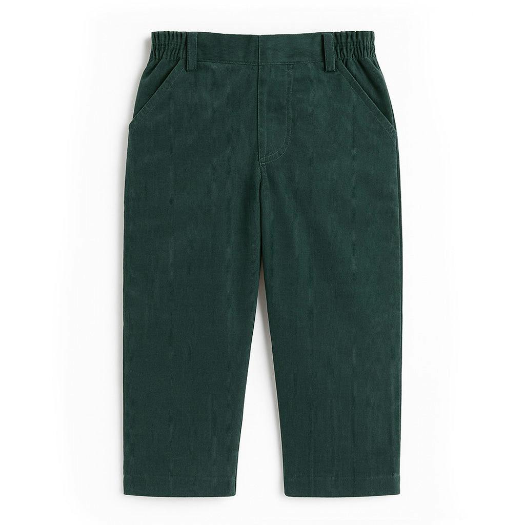 Green Corduroy Fake Fly Pants