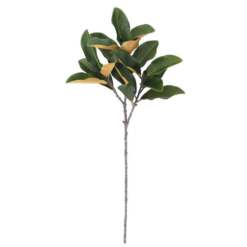 36" Faux Green Magnolia Leaf Stems, Set of 4
