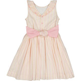 Capucine Blue Yellow Stripe Sleeveless Smocked Dress
