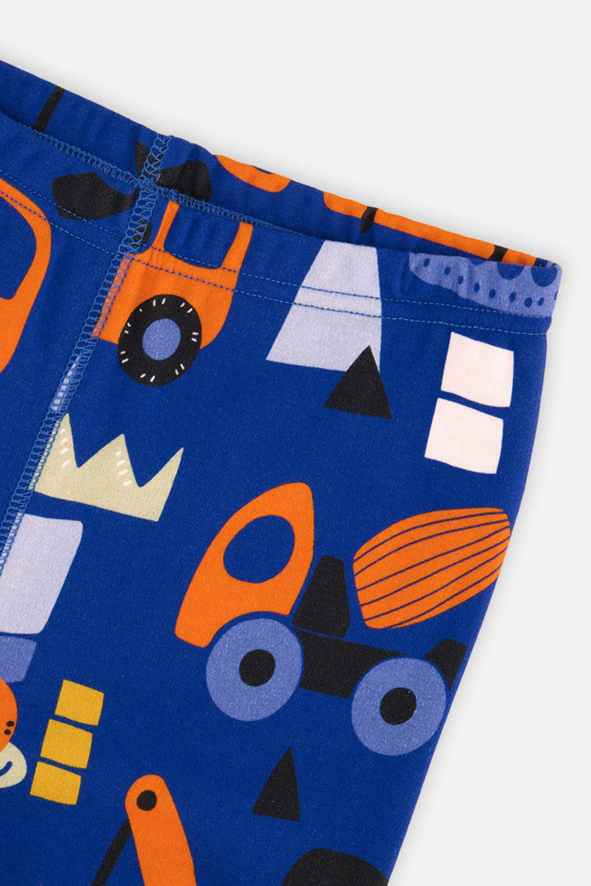 Organic Cotton Two Piece Pajama Set Blue Truck Print