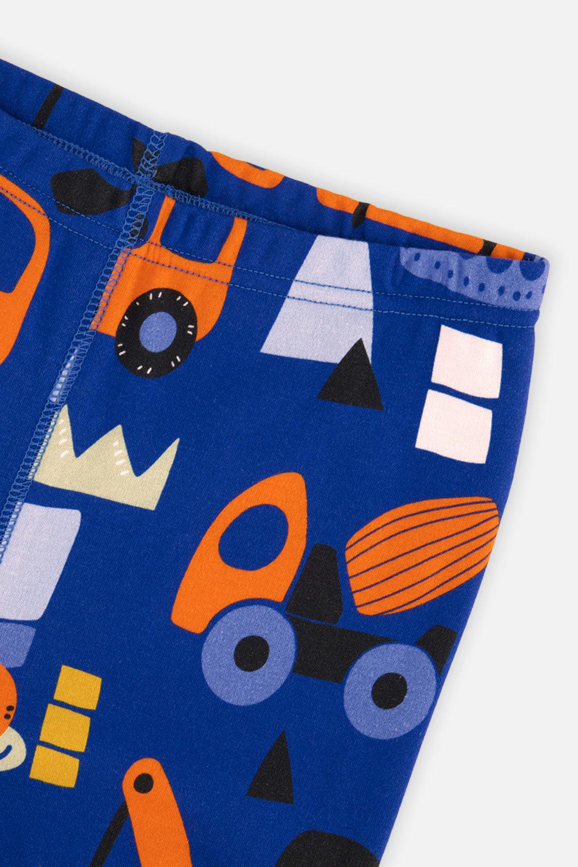 Organic Cotton Two Piece Pajama Set Blue Truck Print