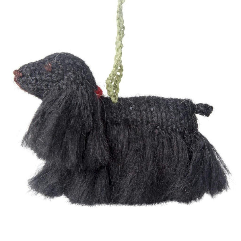 Black Cocker Spaniel Dog Hand Knit Christmas Ornament