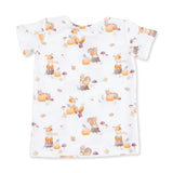 Woodland Animals with Pumpkins - Short Sleeve Loungewear Set