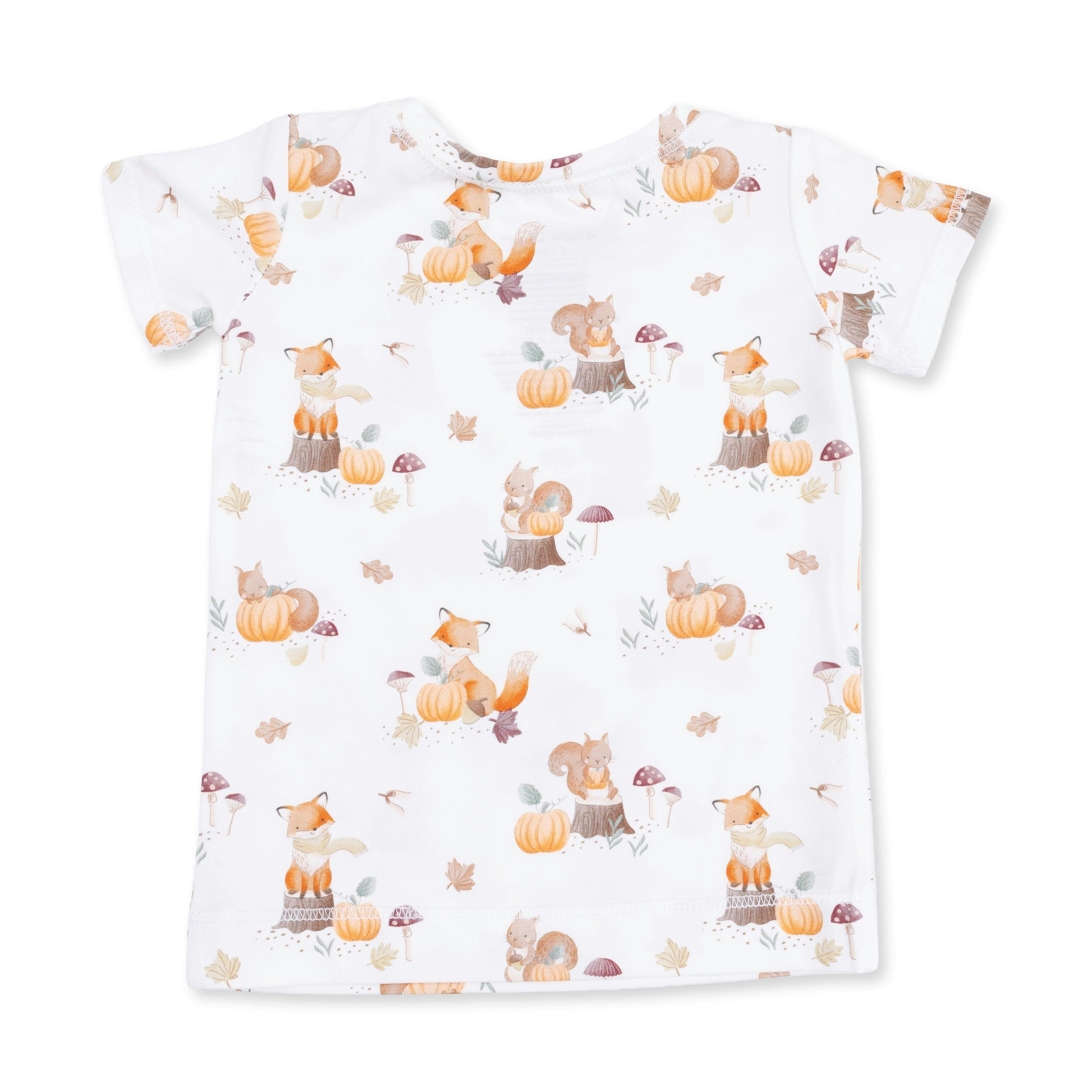 Woodland Animals with Pumpkins - Short Sleeve Loungewear Set