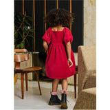 Puff Shoulder Velour Dress, Red