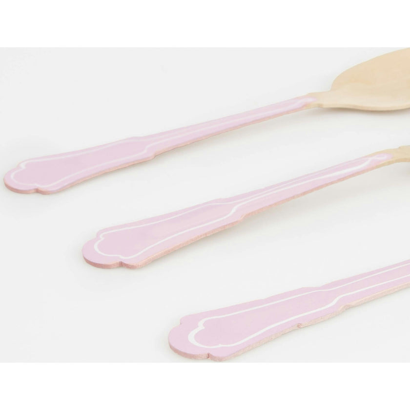 Elegant Pink Wooden Cutlery Set