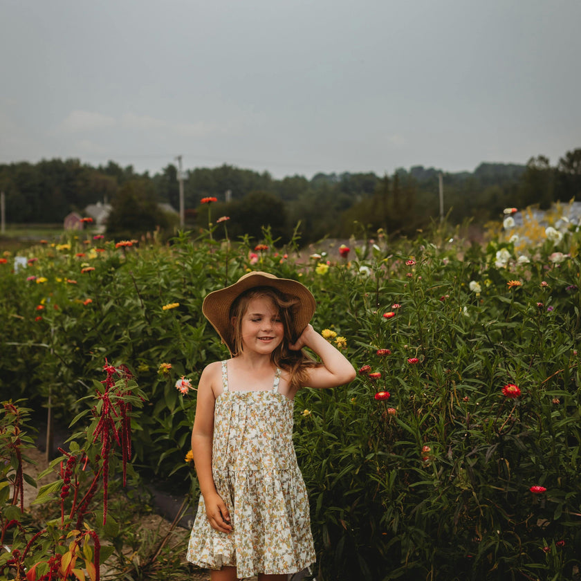 Hikari Pintuck Dress| Mustard Sage Blossom