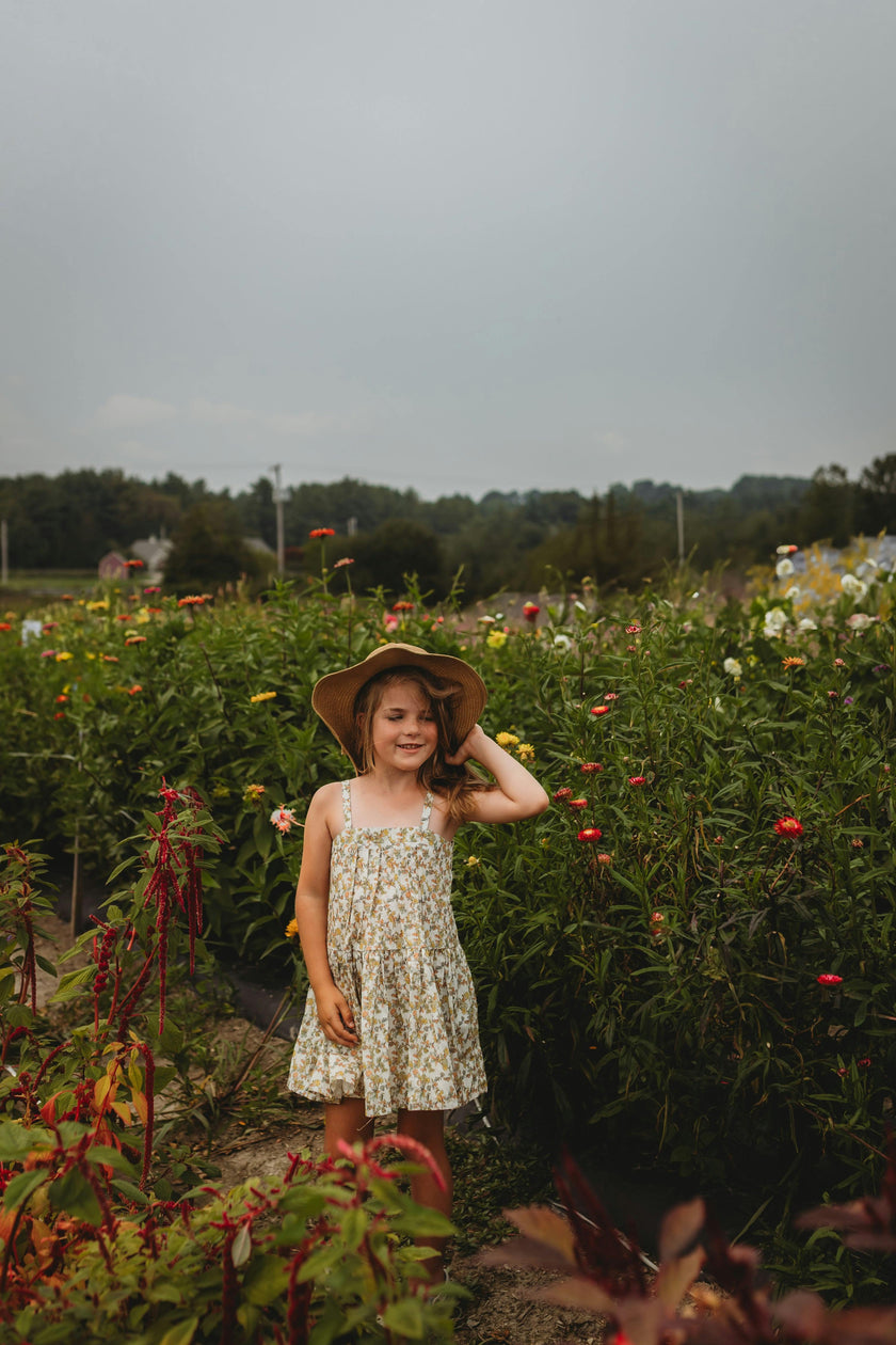Hikari Pintuck Dress| Mustard Sage Blossom