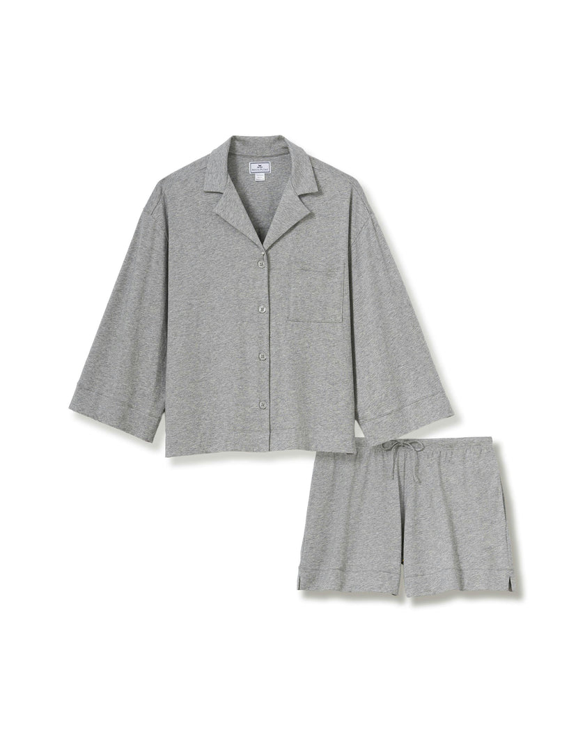 The Olivia Pima Short Set in Heather Grey