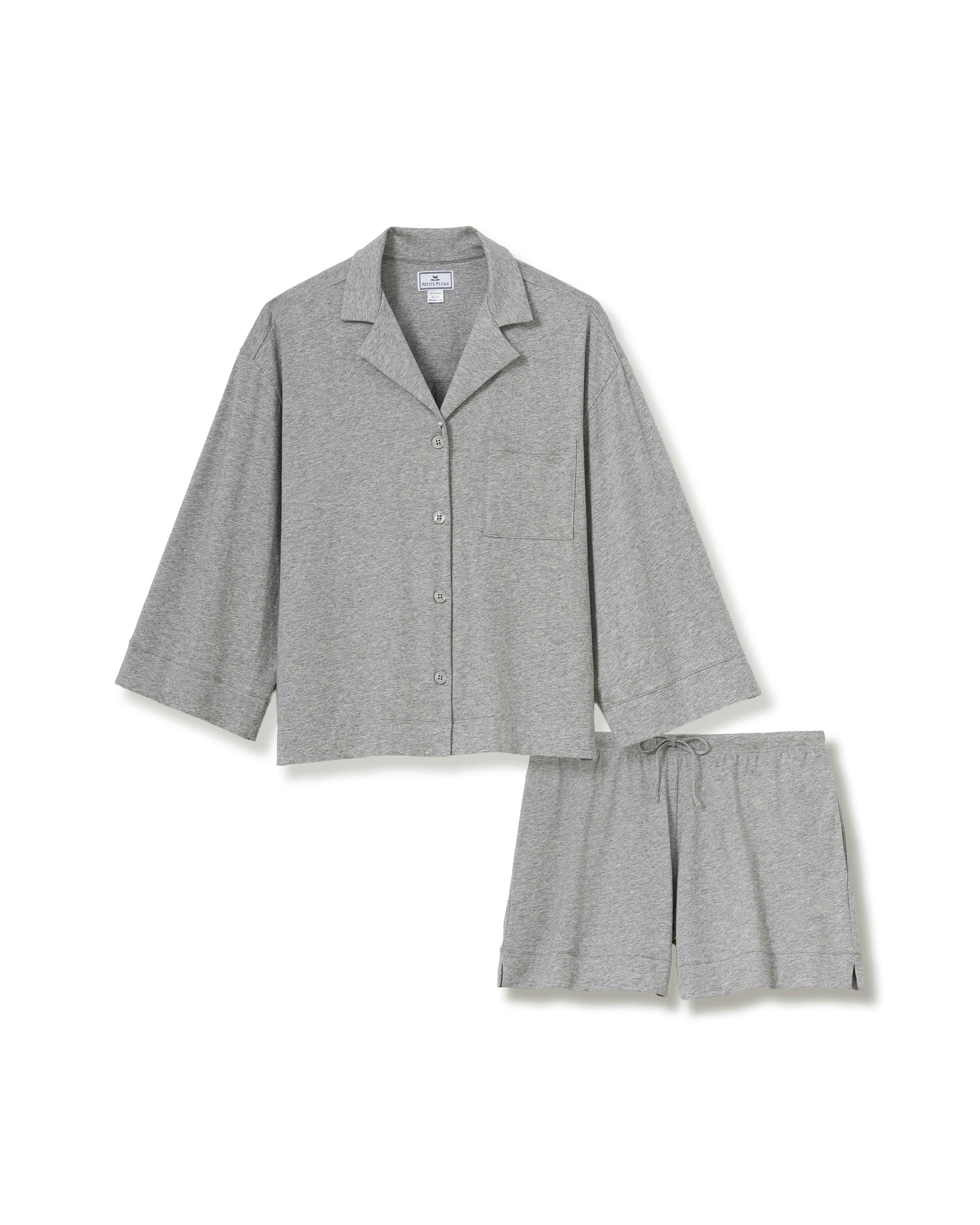 The Olivia Pima Short Set in Heather Grey