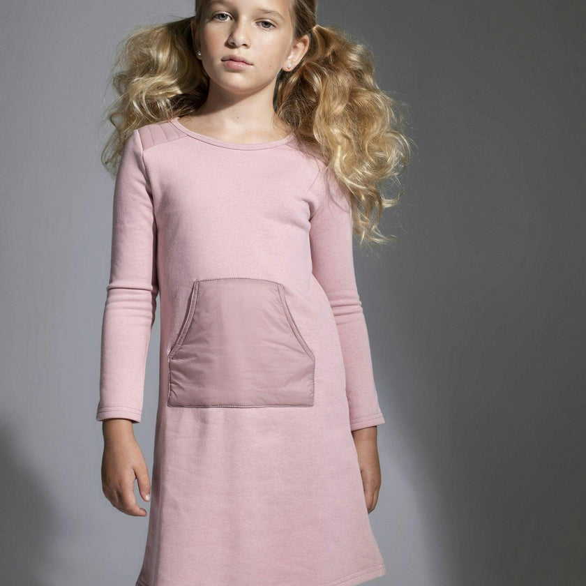 Puffed Pocket Long Sleeve Dress