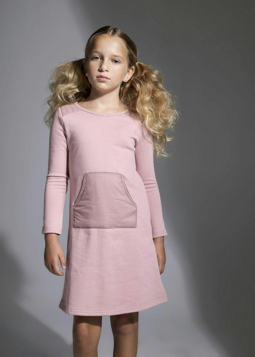 Puffed Pocket Long Sleeve Dress