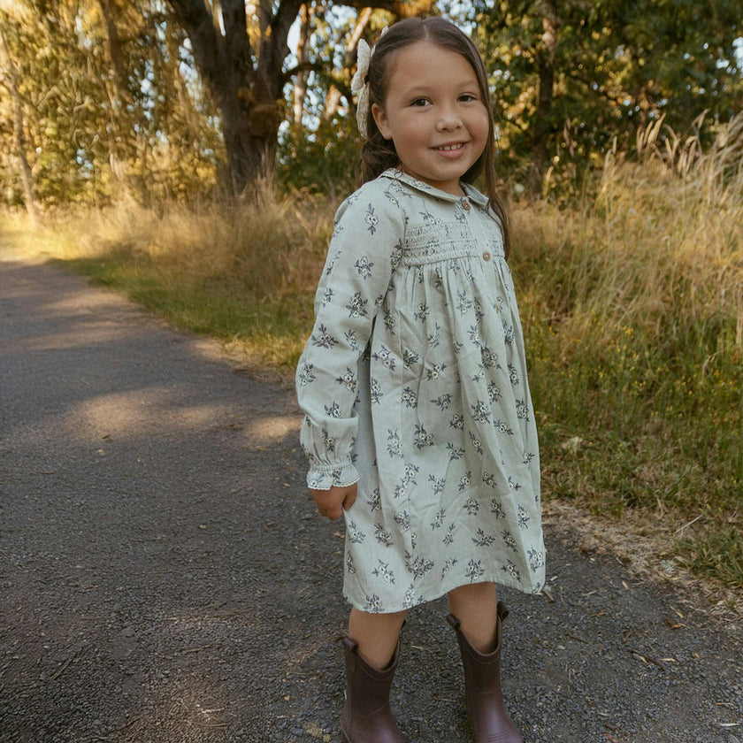 Organic Smocked Button Dress