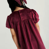 Cranberry Velour Bow Babydoll Dress