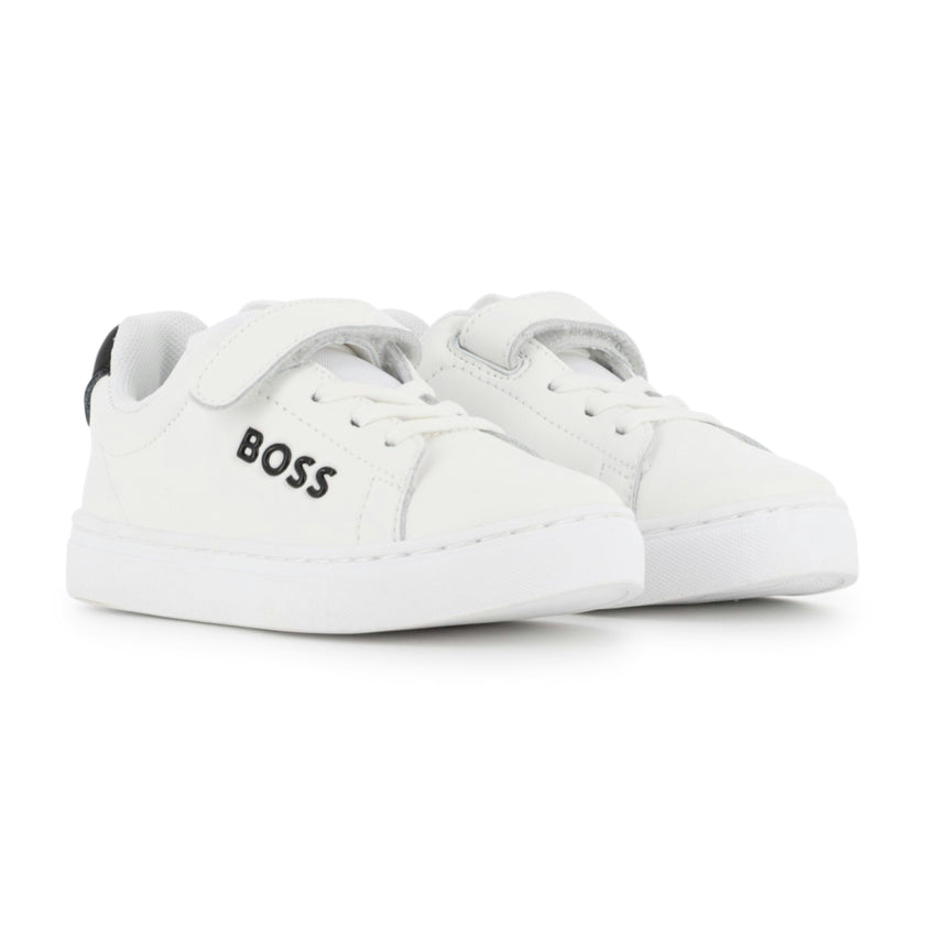 White BOSS Strap Sneakers