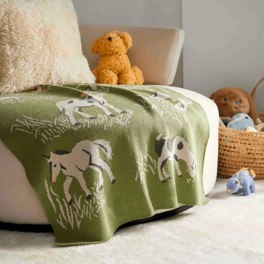 Baby Cotton Knit Blanket - Farm