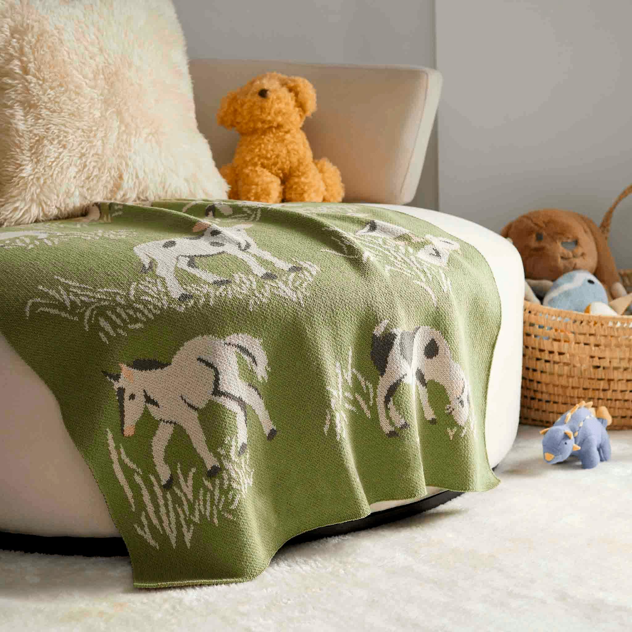 Baby Cotton Knit Blanket - Farm