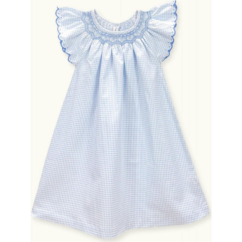 Dress Stella Hand-Smocked In Blue Gingham, Blue