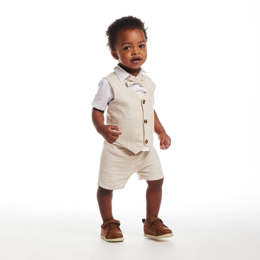 Infant Short Sleeve Buttondown Bowtie Vest Set