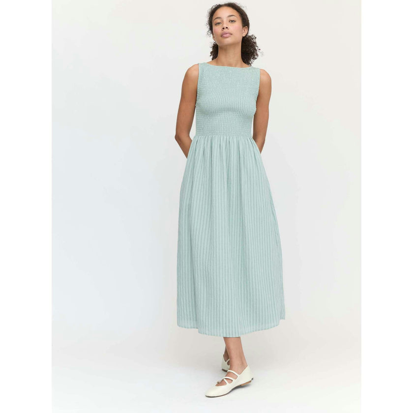 The Cosima Nap Dress - Black Tonal Seersucker