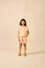 Organic Collar Summer Top in Creamsicle Wand