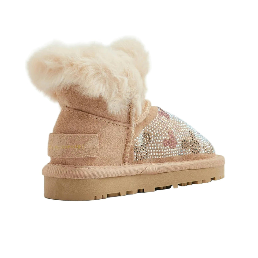 Beige Microstud Mickey Winter Boots