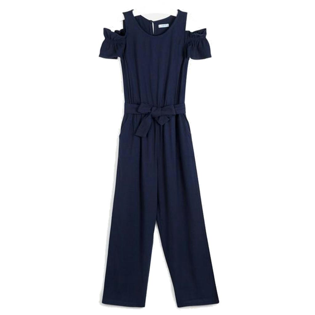 Navy Ruffle Jumpsuit