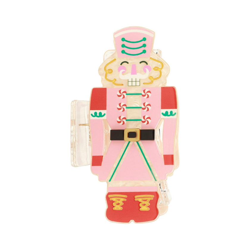 Packed Party Nutcracker Holiday Hair Claw Clip - Pink Gold Festive Christmas Hair Accessory for Thin to Thick Hair, 3.5x2 Inch Stocking Stuffer