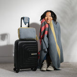 Chevron Stripes Organic Cotton Travel Blanket and Eye Mask Set