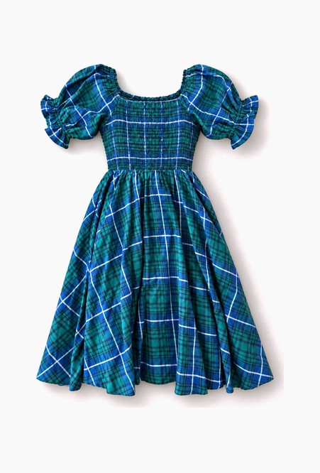Mini Teagan Dress in Emerald Plaid