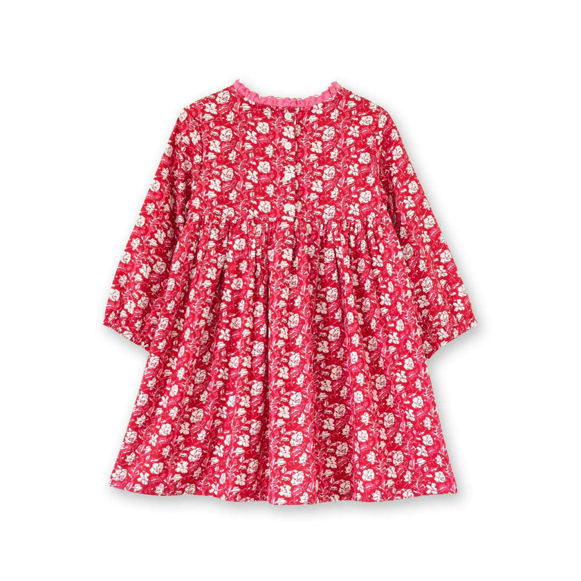 Toddler Floral Print Lace Trim Long Sleeve Dress