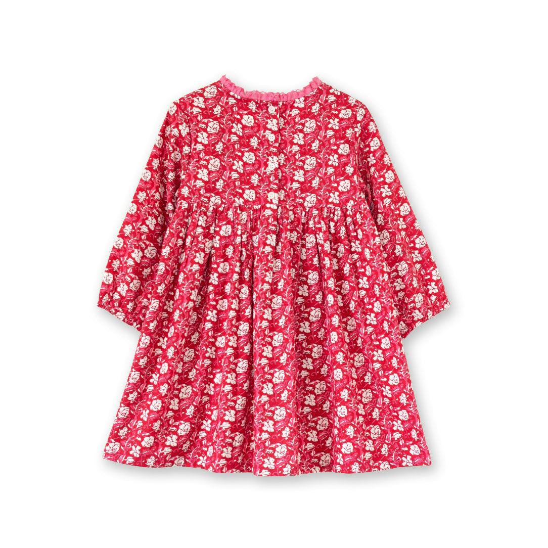 Toddler Floral Print Lace Trim Long Sleeve Dress