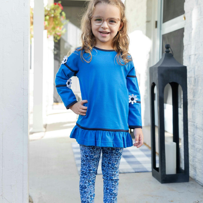 Knit Tunic With Flowers And Floral Leggings