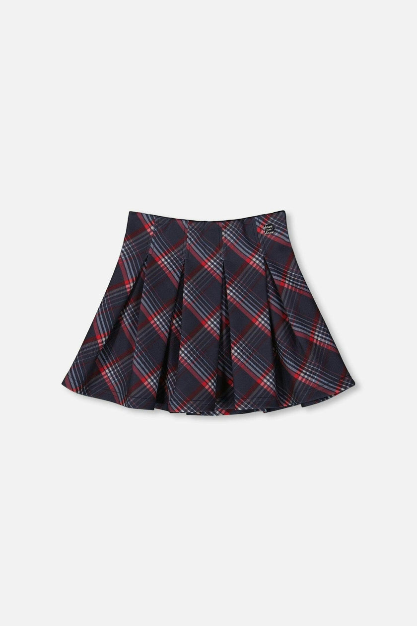 Pleated Milano Skirt Red And Navy Plaid